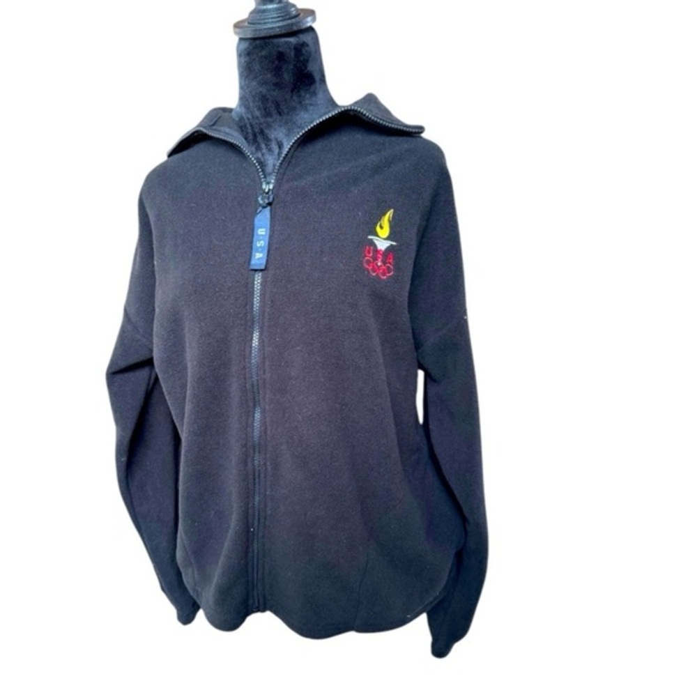 VTG USA Olympic Fleece Full Zip Made in‎ USA Jacket Black size Large unisex